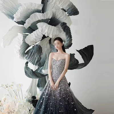 巨型纸花纸艺美塑花大型婚礼背景花装饰diy褶皱橱窗美陈纸艺花瓣