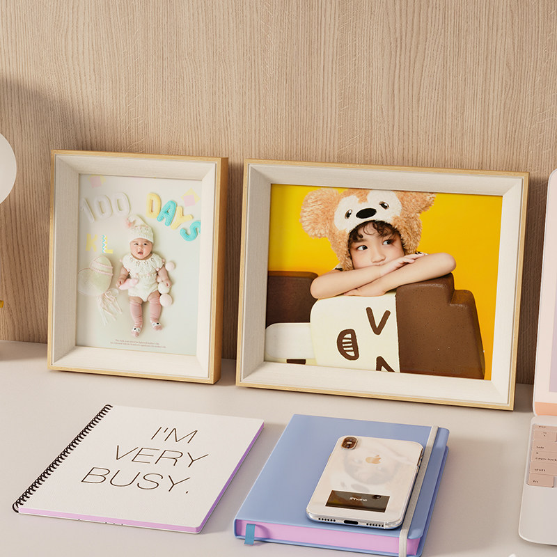 定制宝宝照相框打印相片摆台洗照片摆件全家福画框裱框定制挂墙