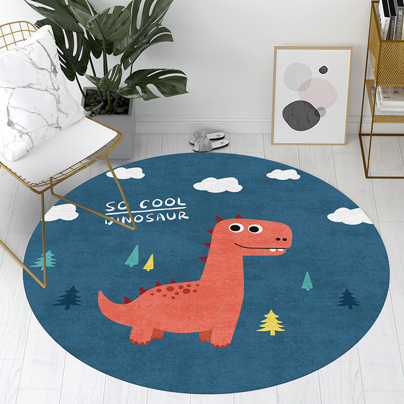 儿童房卡通圆形地毯少女家用吊篮客厅卧室床边可爱男孩女孩圆地垫