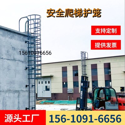 护笼爬梯厂房楼顶检修梯国标爬梯护笼扶手平台钢直梯基坑工地梯子