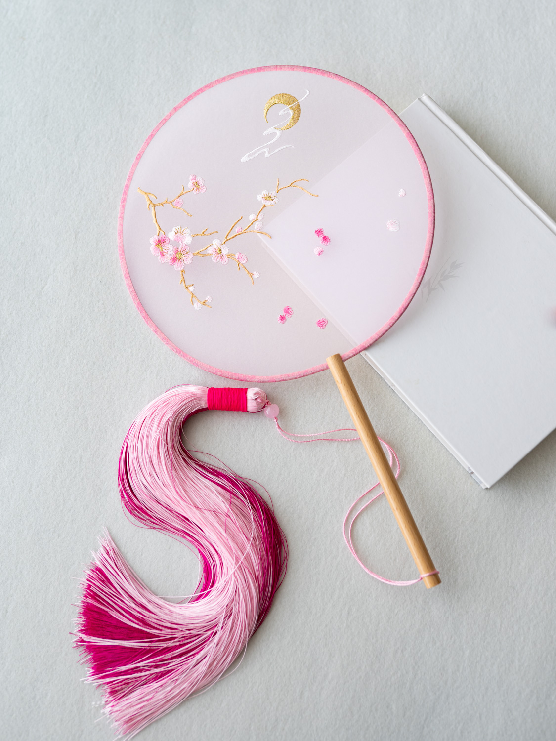 樱之云桃花月舞扇长流苏民族风格古典舞道具圆扇女子舞蹈走秀扇