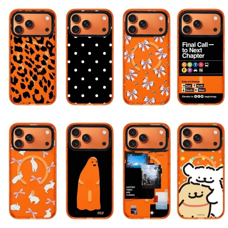 【PX＆FC】新款活力橙色豹纹波点狮子狗狗适用iPhone17promax手机壳iPhone16pro苹果15plus少女防摔14/13磁吸