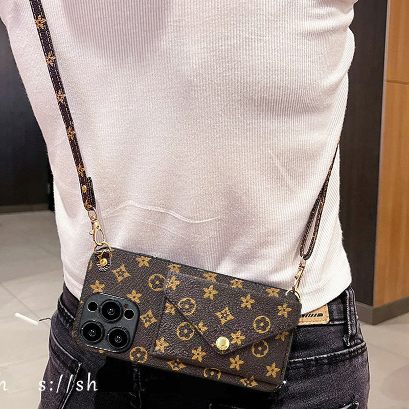 适用华为Pura80手机壳P80背带零钱包P80Ultra斜跨Pura70背带绳P60Pro复古P50e插卡套P60创意P40高级P30lite