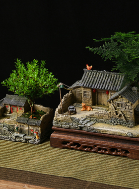 中式复古小房子模型园艺假山盆景微景观装饰品摆件80后怀旧老物件