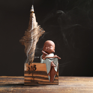 家居饰品 陶瓷小沙弥摆件彩砂陶工艺品摆设电视柜客厅装饰品礼品