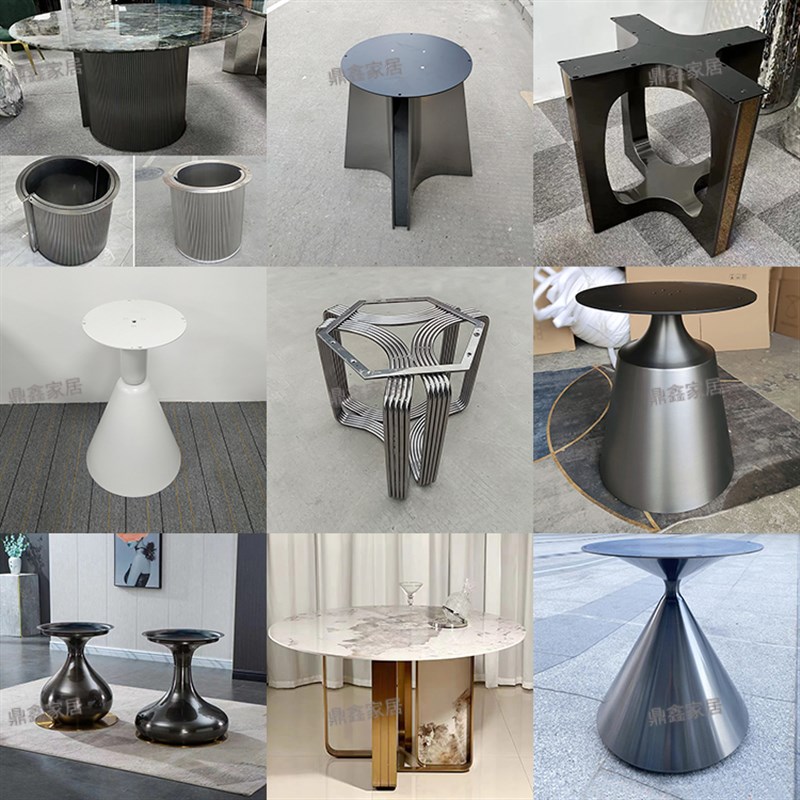 不锈钢餐桌腿支架金属桌子脚底座岩板大理石圆桌台脚桌子腿支撑架