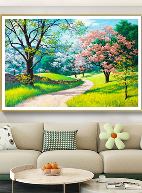 现代客厅背景墙装饰画卧室房间床头风景挂画餐厅玄关民宿墙面壁画