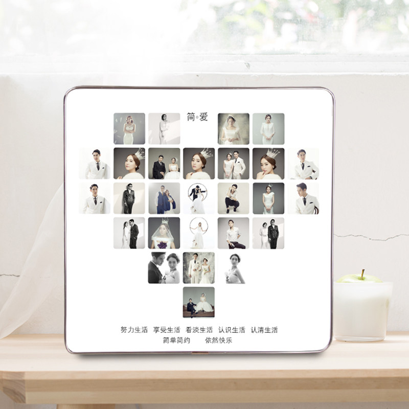 九宫格相框摆台定制打印照片做成水晶相册相片定制正方Y形洗婚纱