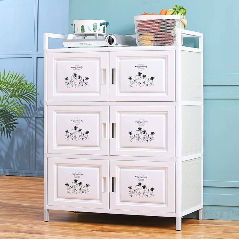 碗柜家用厨房置h物柜收纳柜子储物柜简易组装厨柜铝合金经济型橱