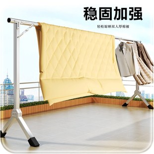 晒被子神 折叠晾衣架落地室内家用阳台卧室不锈钢J室外凉伸缩杆式