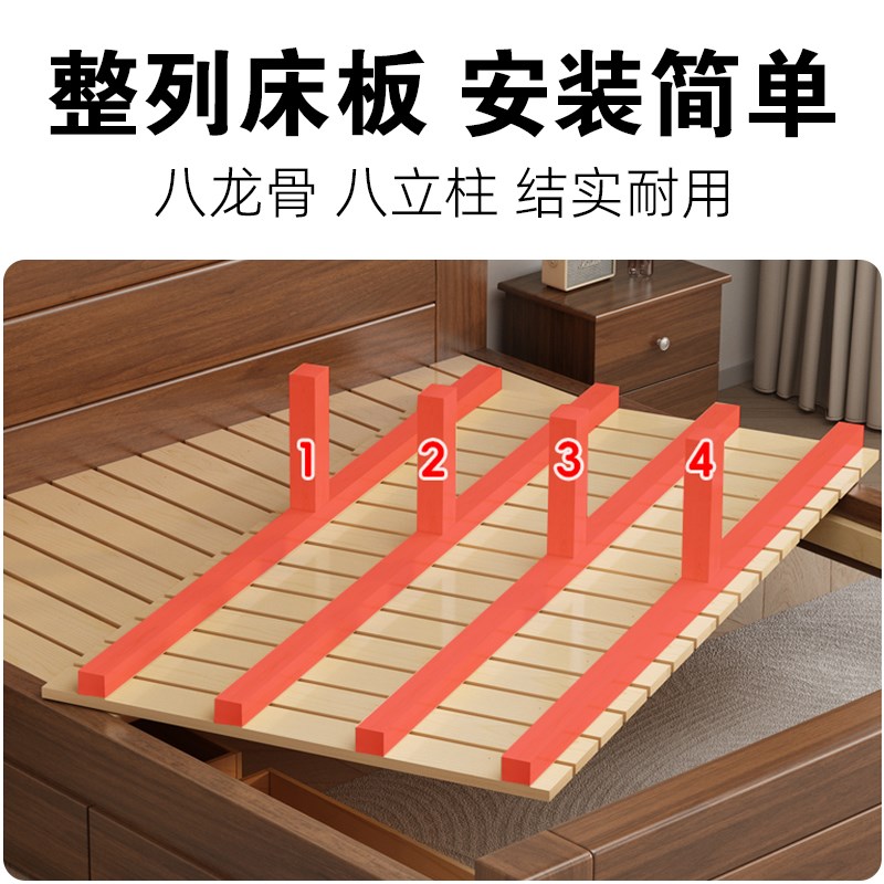 1米8双人床f全实木床家用简约1米5储物床加厚1米2单人床架出租房