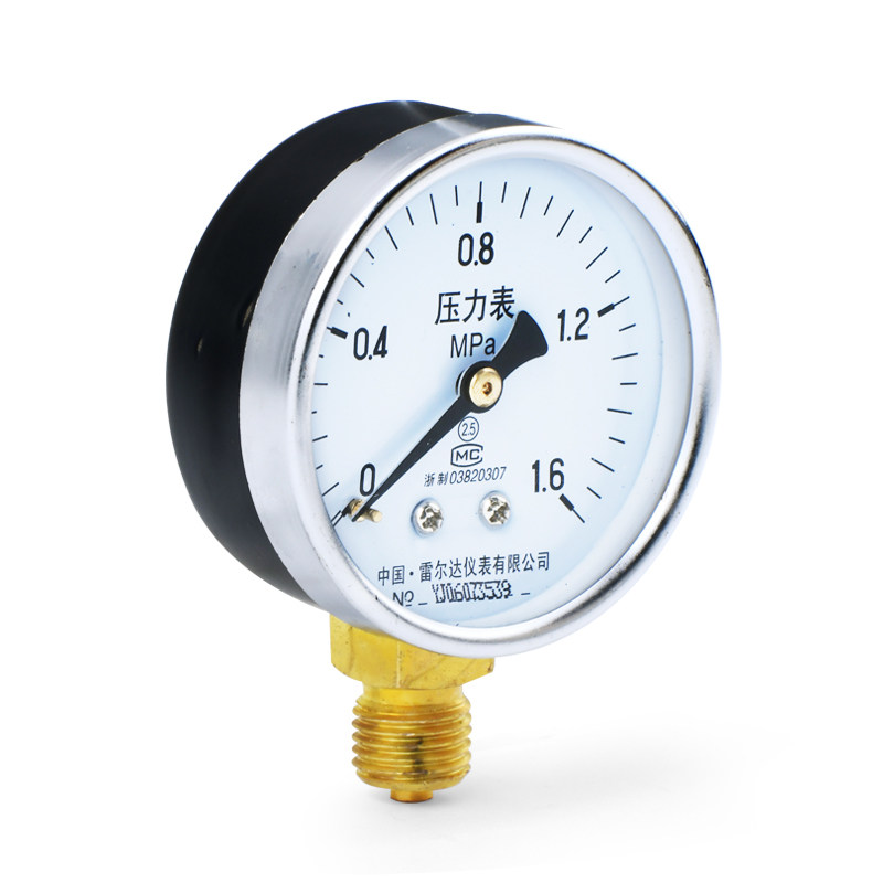 雷尔达Y60径向压力表 0-1.6MPa I水压气压油压真空表空调压力表