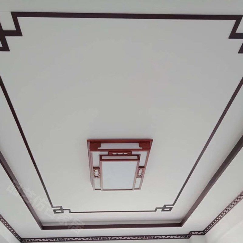 东阳木雕新中式吊顶角花实木线条平板线L线装修S客厅造型对角贴花