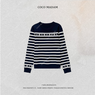 100羊毛时尚 NIUNIU 491 Niu 百搭条纹圆领毛衣