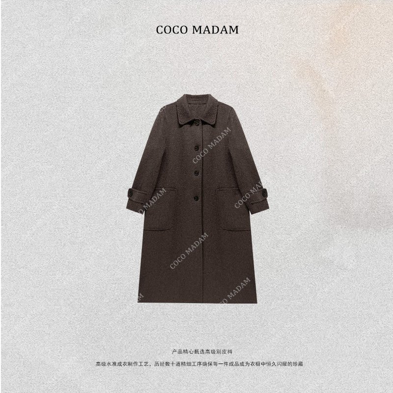 NIUNIU ·T-1194 秋冬毛呢外套百搭呢大衣翻领中长款