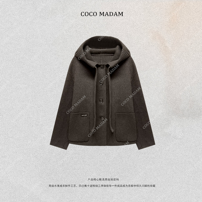 NIUNIU ·T-1963 宽松型连帽女羊毛外套百搭时尚短款外套大衣