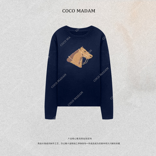 NIUNIU ·T-1901 秋冬季针织套头款毛针织衫轻奢动物马刺绣毛衣