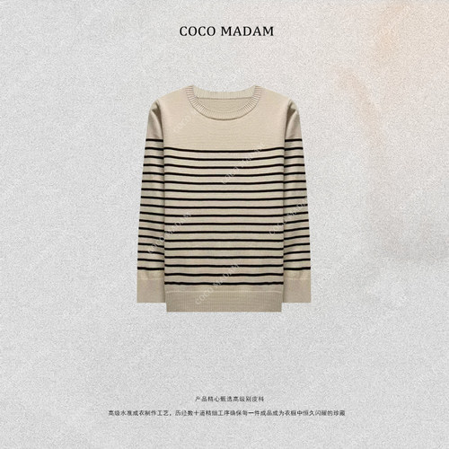 NIUNIU ·T-2044 圆领套头条纹毛针织衫女装长袖厚衫