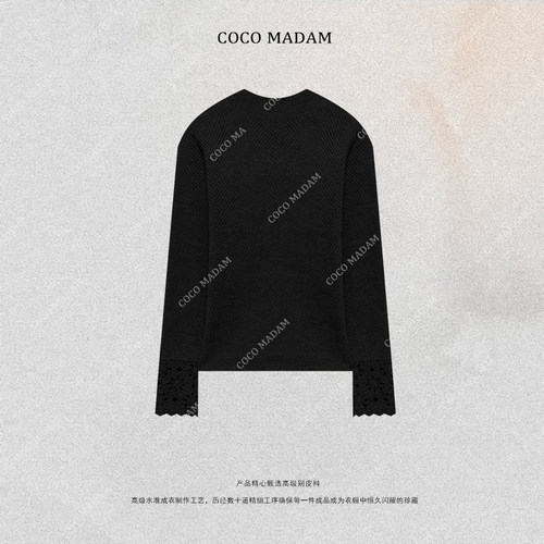 NIUNIU ·T-1940 设计师款纯色秋冬袖口镂空毛针织衫