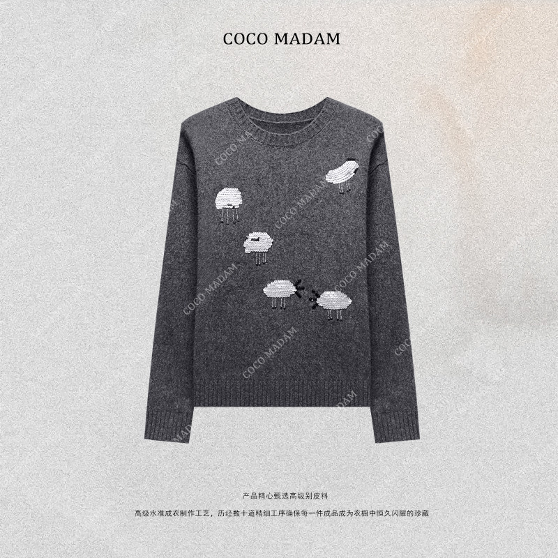 NIUNIU ·T-2253 圆领毛针织衫小羊长袖套头款羊绒衫