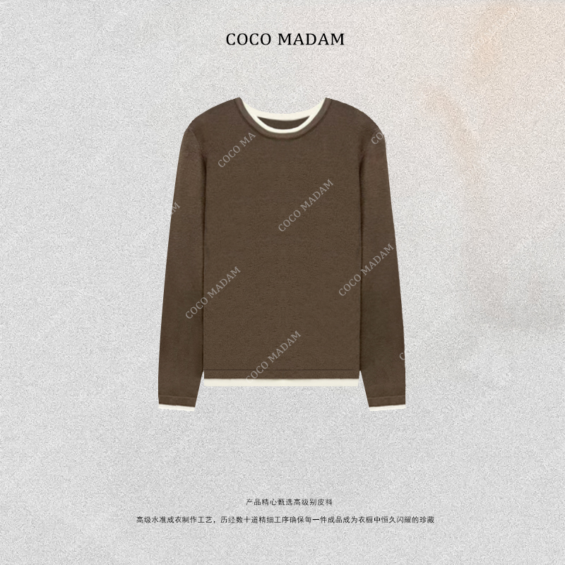 NIUNIU ·T-1625 假两件T恤圆领简约宽松型秋冬打底衫长袖