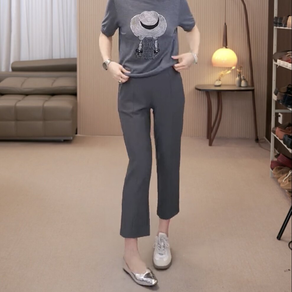 NIUNIU ·T-319 夏季薄款后开叉通勤款小黑裤显瘦西裤