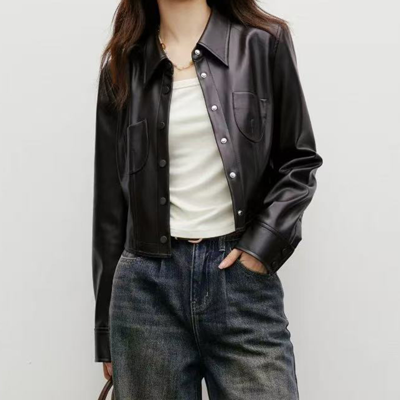 皮衣衣服，女装，女士皮衣