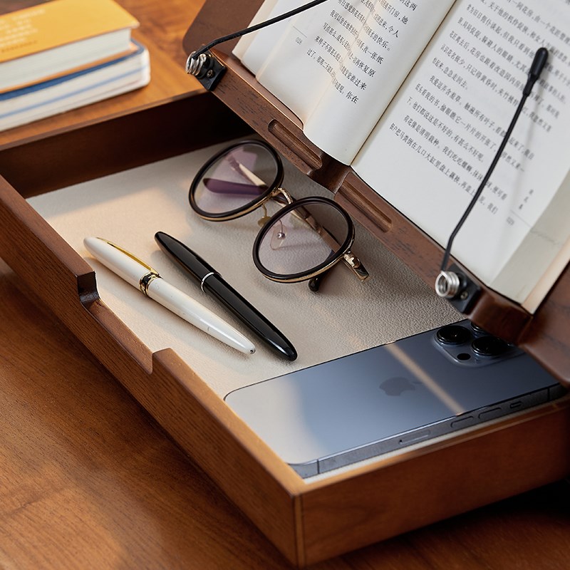 美式实木多功能阅读架桌上书立架初中生书桌收纳神器晨读读书架儿