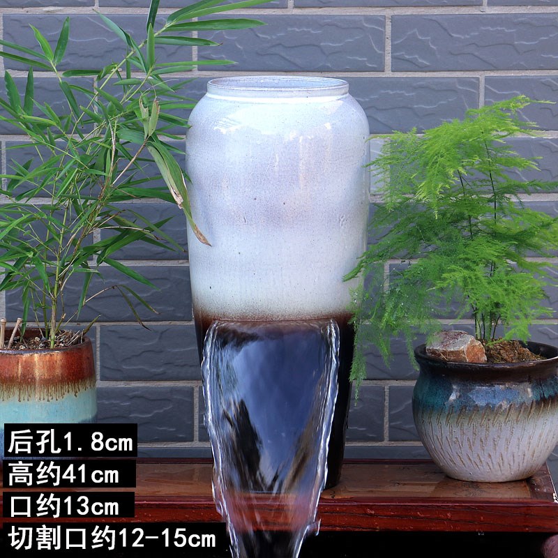 瀑布流水陶罐鱼缸过滤增氧水y循环庭院造景古法养鱼无孔水培花盆