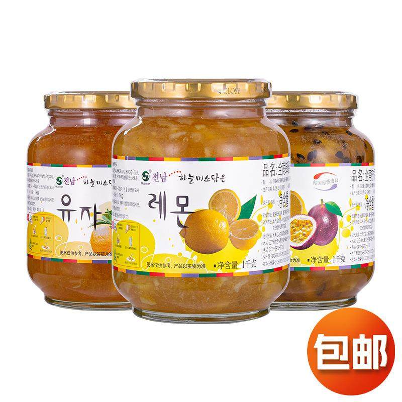 韩国进口全南蜂蜜柚子茶百香果柠檬果酱水果茶玻璃瓶装冲泡饮品