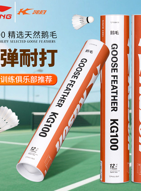 李宁羽毛球正品稳定飞行室内外防风专业比赛训练耐打KG100鹅毛球