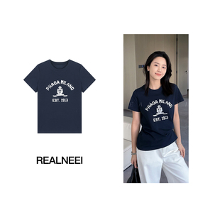 许怡 T恤上衣女 拉达tee 极简拉达棉感休闲印花字母设计百搭短袖