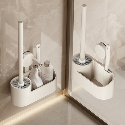 奶白吸盘马桶刷壁挂家用无死角浴室新款厕所刷卫生间置物架专用刷