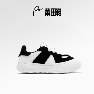 莆田鞋高端秋冬熊猫款休闲板鞋女增高松糕鞋运动包子鞋厚底小白鞋