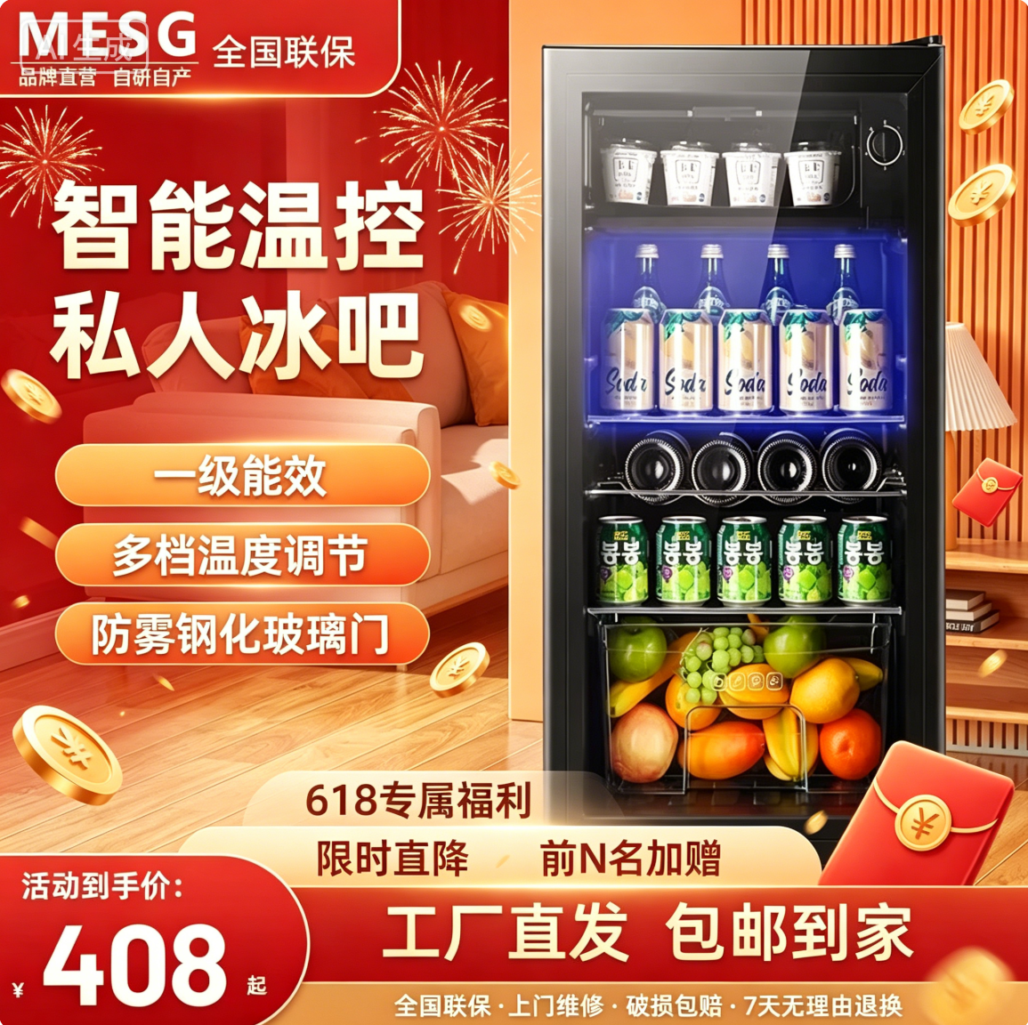 MESG家用酒店客房智能温控冰吧