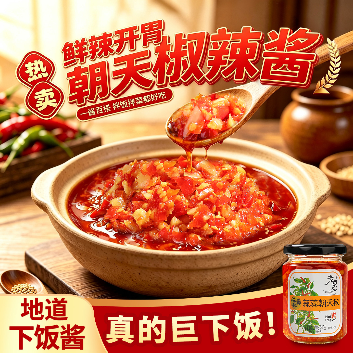 老实人辣椒酱江西风味朝天椒辣酱