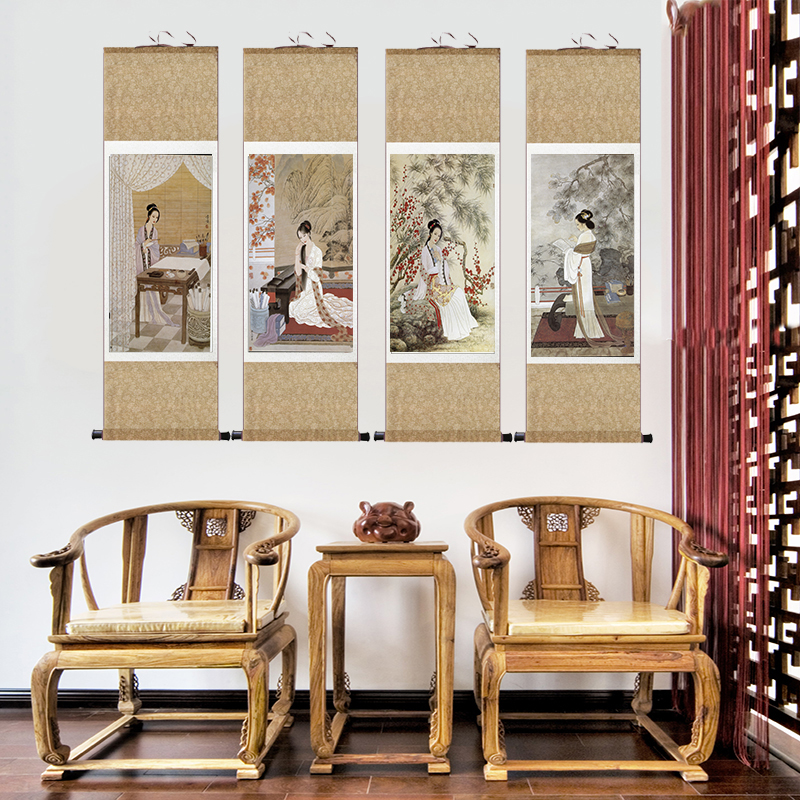 国画山水画客厅招财装饰字画办公室风景靠山挂画鸿运当头背景壁画