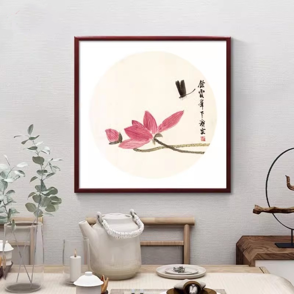 齐白石荷花图国画新中式餐厅装饰画字画客厅壁画茶室玄关挂画图片