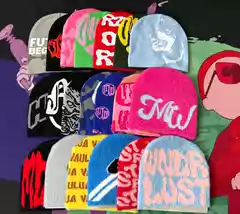 Trendy Hip-Hop Skateboard Style Knitted Beanie with Unique Prints for Men and Women, Fashionable and Versatile