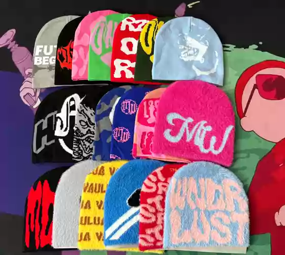 Trendy Hip-Hop Skateboard Style Knitted Beanie with Unique Prints for Men and Women, Fashionable and Versatile