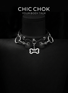 CHICCHOK原创项圈女m高级感choker粉白小狗颈带真皮颈环颈圈M定制