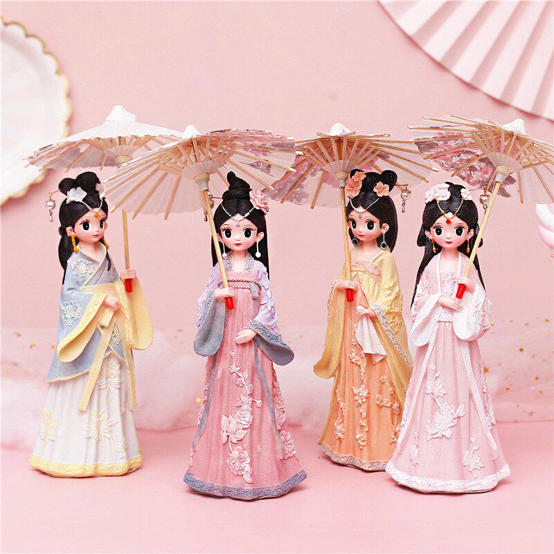 古风汉服女孩打伞摆件玲珑少女心卧室中式摆设品女生闺蜜生日礼物