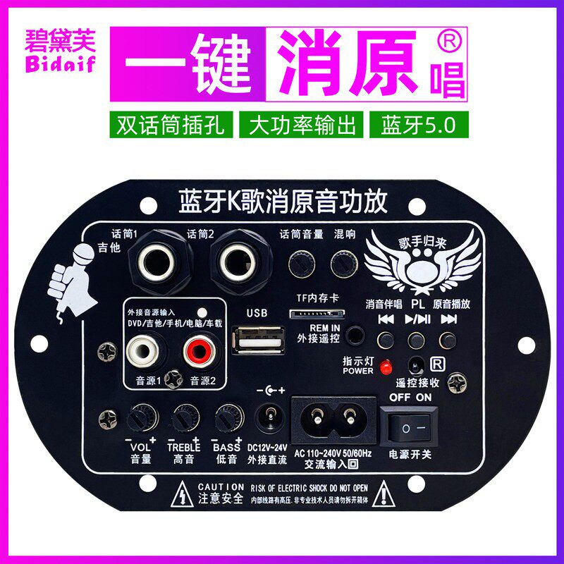 大功率消原唱蓝牙功放板车载家用12V24V220V改装音响箱放大器主板