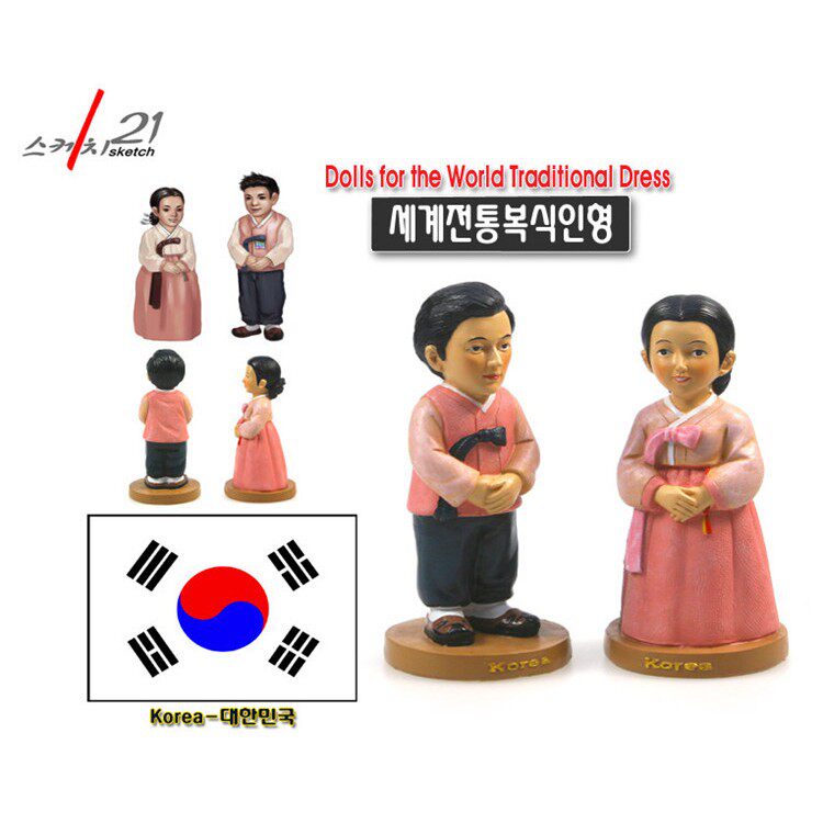 树脂工艺品家居摆件 世界名族服饰 韩国 传统服饰 1对