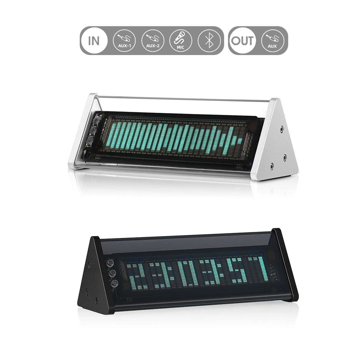 VFD253音乐频谱仪2路音频切换器声控电平灯蓝牙5.0接收器复古时钟