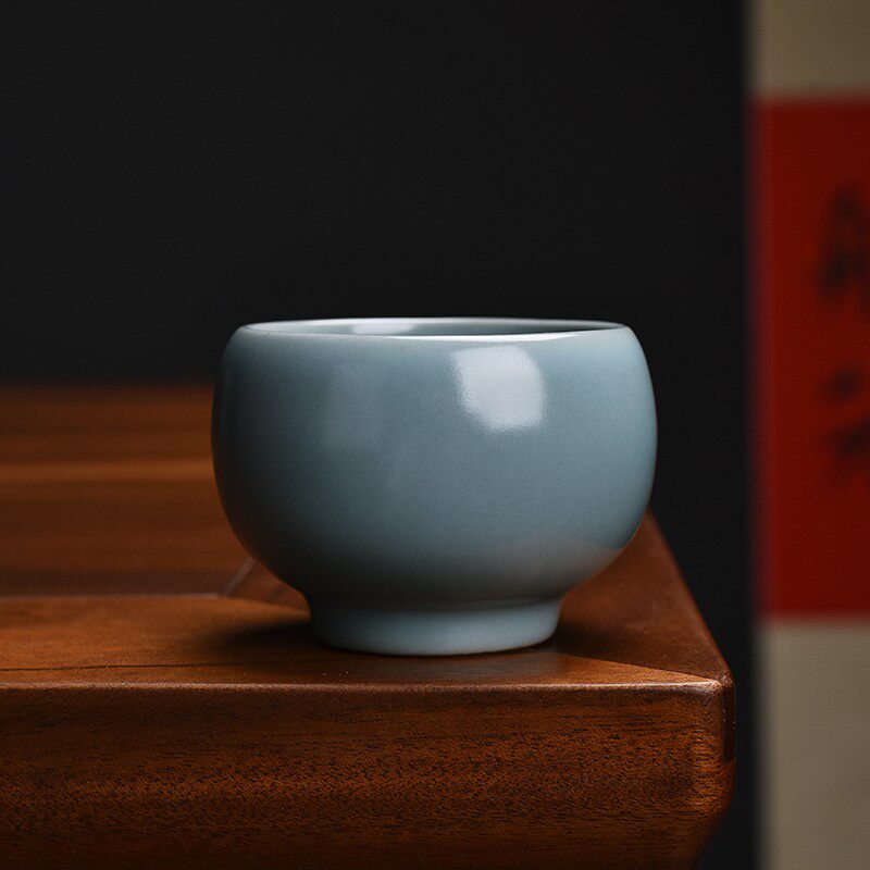 名家苏天培汝窑茶杯可养汝瓷纯手工个人品茗杯大容量杯子茶碗单杯