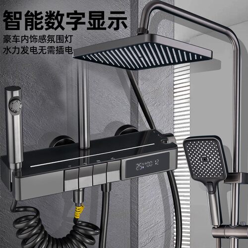 洪丰钢琴键花洒套装浴室家用淋浴化妆室小户型瓦斯电热水器通用