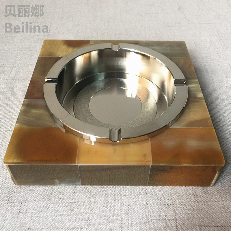 家居工艺品摆饰高档牛角菸灰缸客厅酒店别墅创意装饰品工厂生产