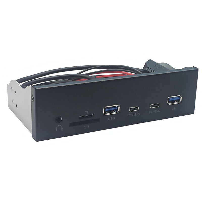 USB3.2 GEN1前置面板5G光驱位2口USB+TYPE-C+SD/TF+耳麦一体面板