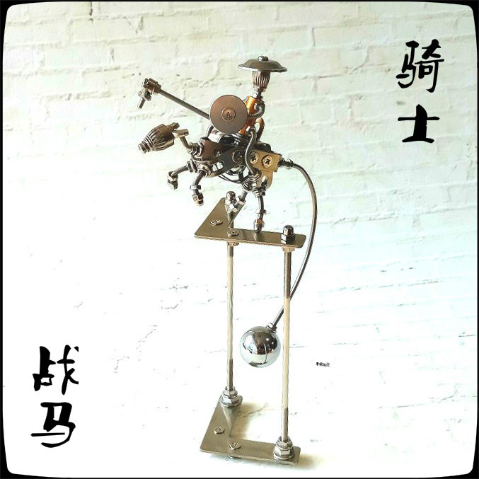 金属不锈钢重力平衡摇摆机械骑士战马模型摆件创意办公室桌面礼品